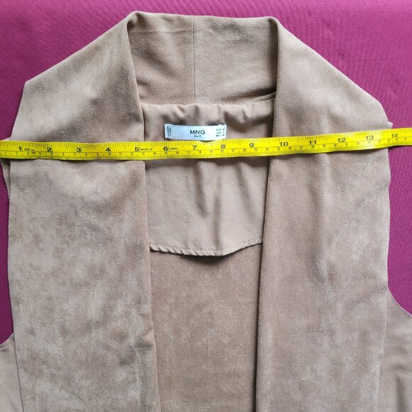 mng | Faux Suede Camel Vest | Womens Medium | Longline - Picture 6 of 8